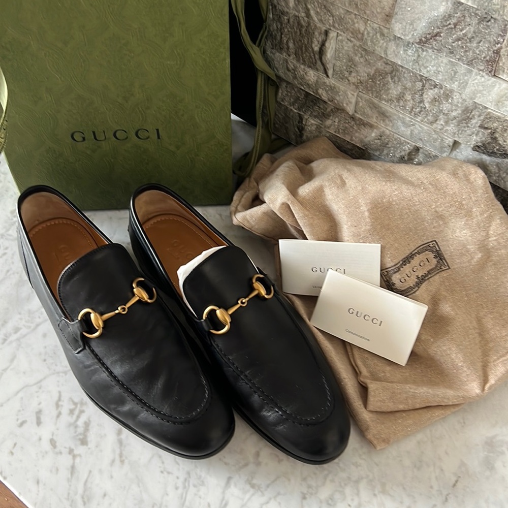 Gucci Jordaan Leather Horsebit Loafers Black Men’s UK 6/US 7 $920